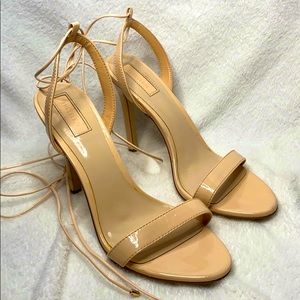 GREAT CONDITION Cream/Pink Lace Up High Heels